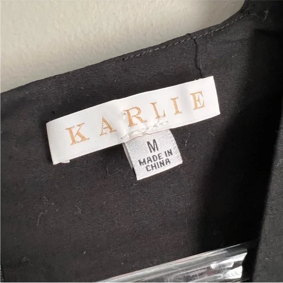 Karlie V Neck Black Maxi Dress Puff Sleeve Pockets Wedding LBD Tiered - Picture 3 of 5